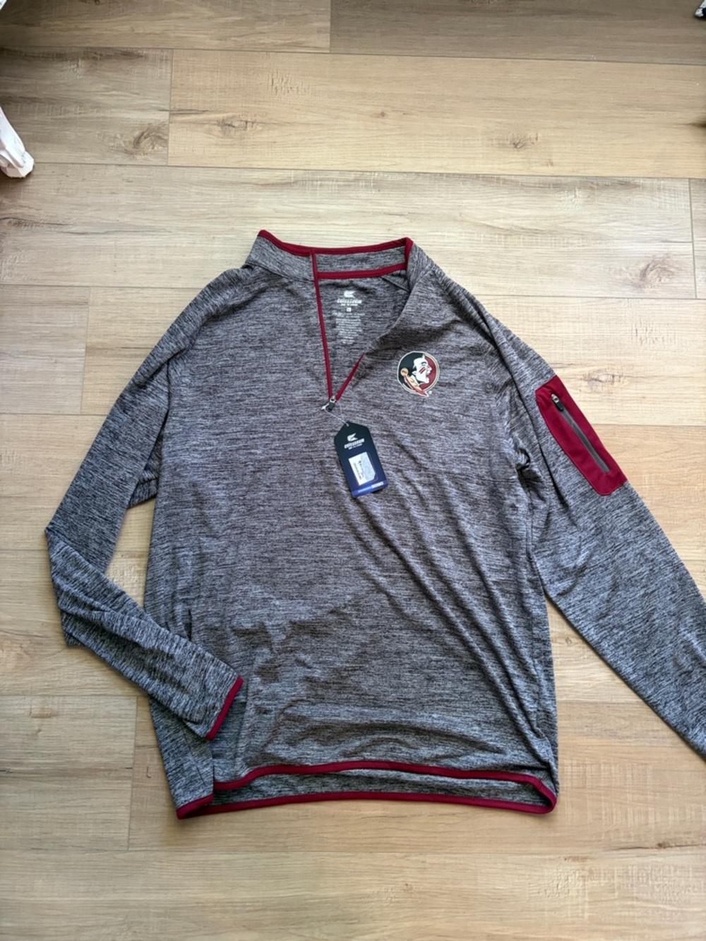 Nike Gray Heather Pullover with Garnet Trim and Seminoles Logo